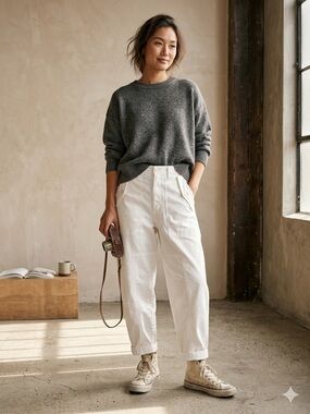 Banana Republic White Utility Barrel Leg Pants - Size 4
